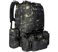 Wiseset Mochila Táctica, Mochila Militar 60L, Mochila Grande Molle de Supervivencia para Hombres Mujeres, Bolsa Desmontable para Exteriores, Mochila de Viaje EDC, Camping, Senderismo, Negro