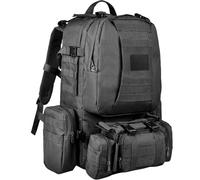 Wiseset Mochila Táctica, Mochila Militar 60L, Mochila Grande Molle de Supervivencia para Hombres Mujeres, Bolsa Desmontable para Exteriores, Mochila de Viaje EDC, Camping, Senderismo, Negro