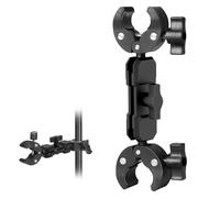 Wiseten Doble abrazadera Magic Arm, soporte para cámara con doble abrazadera para cámara, soporte con cabezal de bola doble de 360°, soporte para GoPro Insta360 Selfie Stick Moto Soporte de bicicleta