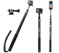 Wiseten Palo Selfie Fibra de Carbono 3M/300CM para Insta360 X5 X4 X3 dji Osmo Pocket 3/4, Ultra Largo Invisible Selfie Stick Monopie Extensible con Adaptador para GoPro Hero 13 12 11 10 9 Black