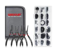WISEUP Juego de Alicates para Anillos Elásticos, 225PCS , circlip con bolsillo, acero al carbono industrial, antideslizante y antioxidante, adecuado para herramientas taller mecanico