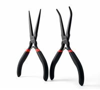 WISEUP Juego de mini alicates de punta de aguja de 6 pulgadas, 2 alicates de punta doblada de largo alcance para joyas, manualidades, reparación y envoltura de alambre