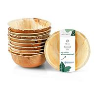 Wiseware - Cuenco de hoja de palma (85 ml, 25 unidades, redondo, 10 cm de diámetro, biodegradable, vajilla de hoja de palma compostable, vajilla desechable)