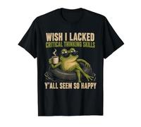 Wish I Lacked Critical Thinking Skills Frog Sarcastic Humor Camiseta gráfica económica, Hombre, Negro, M