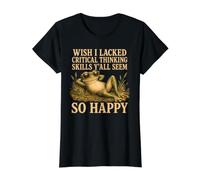 Wish I Lacked Critical Thinking Skills Frog Sarcastic Humor Camiseta gráfica económica, Mujer, Negro, L