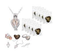 Wish - Kit de collar de perlas de agua dulce, collar de perlas redondas de amor, kit de fabricación de perlas, juego de ostras de perlas cultivadas, 17.72 pulgadas, para mujeres y esposas, 1 Pcs