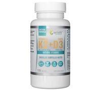Wish Vitamina K2 MK-7 De Natto 100 mcg + Vitamina D3 2000 UI 50 mcg - 120 Tabletas