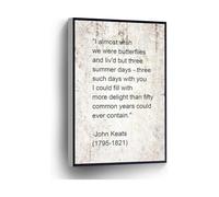 Wish We Were Butterflies Canvas Print John Keats Love Quote Literary Wall Art For Home And School(Framed,16x24inch(40x60cm))