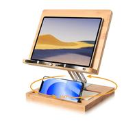 wishacc Soporte de libros ajustable para leer, soporte de libros de 360 grados, manos libres con soporte para teléfono móvil y organizador de archivos, elevador de escritorio plegable para portátil,