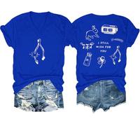 Wishbone - Camisa con texto en inglés "I Still Wish for You", camisetas gráficas divertidas para mujeres y hombres, Azul zafiro-1, XL