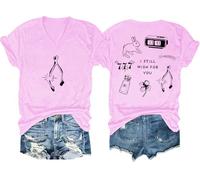 Wishbone - Camisa con texto en inglés "I Still Wish for You", camisetas gráficas divertidas para mujeres y hombres, Rosa-1., S