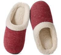 Wishcotton Pantuflas de Espuma Viscoelástica para Mujer, de Felpa Similar a la Lana, para Interiores, Suela de Goma Antideslizante para Exteriores,Vino Rojo,40.5/41.5 EU