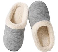 Wishcotton Pantuflas de Espuma Viscoelástica para Mujer, de Felpa Similar a la Lana, para Interiores, Suela de Goma Antideslizante para Exteriores,Gris Claro,40.5/41.5 EU