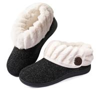 Wishcotton Zapatillas cómodas para mujer, de espuma viscoelástica, de Navidad, con parte trasera cerrada, para interiores y exteriores, suela de goma antideslizante, Negro (Negro), 40 EU
