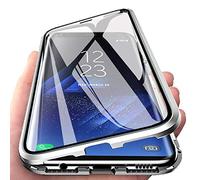 Wishcover store para Sony Xperia 10 V Funda,360 Grados Frente y Parte Posterior Cuerpo Completo Protección Transparente Vidrio Templado + Metal Bumper con Adsorción Magnética Carcasa