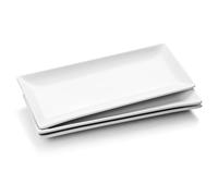WishDeco Juego de 3 Fuentes Rectangulares, Platos Grandes de Porcelana 35x15 cm, Bandejas Blancas para Filete, Bocadillo, Postre, Ensalada