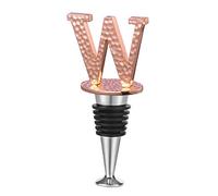 WishDeco Tapon Cava, Tapón Botella Cava, Tapon para Champagne, Tapón para Vino, Accesorios Vino, Regalo Originales para Hombre, Regalo para Mujeres, Oro Rosa, Letra W