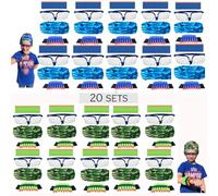 wishery Accesorios para suministros de fiesta Nerf, 20 juegos. Recuerdos de cumpleaños para niños, paquete a granel con dardos, gafas, máscaras y pulseras para fiestas de cumpleaños de niños y equipos