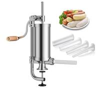WishesMar 2.5 LB Embutidora de Chorizos Manual Máquina Salchichas de Acero Inoxidable Maquina Embutir Chorizo con 4 Tubos de Rellenador Capacidad