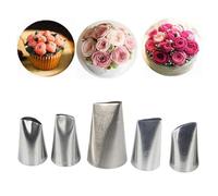 WishesMar 5 Piezas Flores Pétalo Boquillas de Acero Inoxidable Set para Pastelera - Boquillas de Pastelería para Crema de la Torta, Decoracion de Pasteles, Galletas, Cupcakes