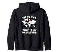 Wishing You A World of Joy - Mapa Mundial de Navidad Sudadera con Capucha