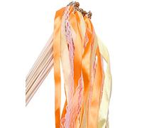 Wishprom 30 piezas de varitas de encaje para Navidad, cumpleaños, fiestas, serpentinas, varitas de hada para actividades de boda, Naranj encaje