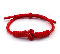 Wishpromoter Pulsera de cuerda roja, pulseras rojas para mujeres y hombres con diseño único en el medio que simboliza la buena suerte, pulseras tejidas a mano para parejas, pulsera de mejor amigo como