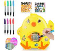 Wishstar Decoración de Huevos de Pascua, Máquina para Decorar Huevos con Spinner, Rotuladores en 8 Colores, 3 Huevos y 2 Pegatinas, Regalos de Bricolaje para niños de Pascua