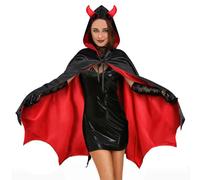 Wishstar Decoración Terror de Halloween, Capa del Diablo de Carnaval, Disfraz Demonio Capa, Capa Negra Disfraz Mujer, Capa Vampiro roja con Capucha, Capa roja Disfraz de Carnaval