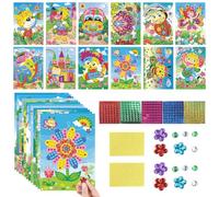 Wishstar Un conjunto de 12 piezas de mosaico para niños, un kit de manualidades de pegatinas de mosaico DIY, imágenes de animales, un conjunto creativo de manualidades