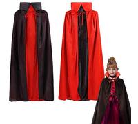 Wishstar Vampiro Cuello Capa Manto Negro Rojo 90cm, Reversible Capa de Vampiro Niño, Disfraz Halloween Vampiro Mujer Hombre, Disfraz Vampiresa de Halloween Dracula Mujer Brujo