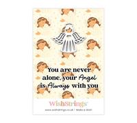 WishStrings Ficha de dije de ángel - You Are Never Alone, Your Angel Is Always With You | Regalo cómodo para fuerza y apoyo | Recuerdo de ángel de la guarda