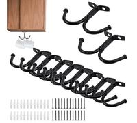 WISIRENT Gancho Doble para Abrigos, 12 Piezas Negros Gancho Doble Pared, Ganchos de Pared para Colgar Gancho Doble Acero Inoxidable para Ropa Sombrero Dormitorios Cocina Baños Dormitorio