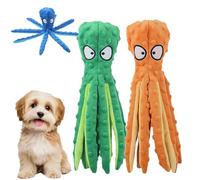 Wiskerspot Octopus Toy for Dogs，Stuffing Free Octopu Dog Toys,Wiskerspot Com Octopus Toy,Eco-friend Octopus Plush，Resistant to Chewing and Squeaking, Suitable for Puppies and Small Dogs (2PCS Orange)
