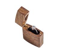 Wislist Caja de anillos delgada para propuesta, caja de madera para anillos de compromiso, ideas de regalo de cumpleaños, aniversario de viaje (curvada)