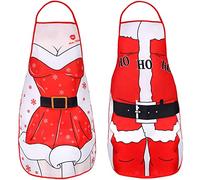 Wisolt Delantal De Navidad, Delantal de Cocina para Mujer Hombre Adulta, Divertidos Sexy Navidad Santa Papa Noel Delantales para Navidad Cocina Barbacoa Vestido Decoración