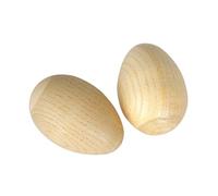 wisoolkic 2 piezas de maracas de Para madera con forma huevo, instrumento para hacer sonar las manos para adultos y niños pequeños, Beige, l