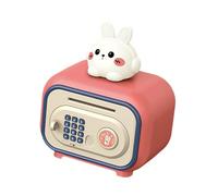 wisoolkic Bonita alcancía para ahorrar dinero con gran capacidad, innovadora solución electrónica para decoración del hogar, alcancía electrónica para, conejo rosa, 19.7 x 14 x 23 cm