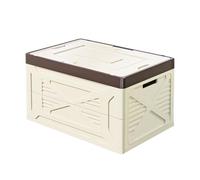 wisoolkic Caja de almacenamiento plegable grande para exteriores que guarda utensilios de cocina, alimentos y ropa para acampar y el hogar. Se pliega, Beige, Regular Grande