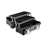 wisoolkic Caja de Herramientas de Tres Capas, Organizador, Impermeable, a Prueba Polvo, Protectora, para Transportar Piezas Instrumentos, Regalo, Negro, 19 Pulgadas