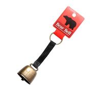 wisoolkic Campana de oso para exteriores, potente, para hacer ruido, para mascotas, de metal, para senderismo, camping, aventura, equipo de seguridad, Correa Negra Bronce, 12 x 3.5 cm