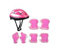 wisoolkic Casco de Patinaje Completo para niños con Rodilleras, Coderas y muñequeras, Equipo de Seguridad, 1 par Rodilleras, Casco Patinaje, Bicicleta Equilibrio, Rosa, 29x20x13cm