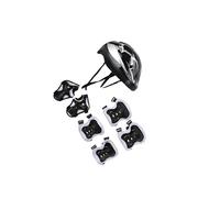 wisoolkic Casco de Patinaje Completo para niños con Rodilleras, Coderas y muñequeras, Equipo de Seguridad, 1 par Rodilleras, Casco Patinaje, Bicicleta Equilibrio, Negro Plata, 29x20x13cm