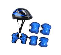 wisoolkic Casco de Patinaje Completo para niños con Rodilleras, Coderas y muñequeras, Equipo de Seguridad, 1 par Rodilleras, Casco Patinaje, Bicicleta Equilibrio, Azul, 29x20x13cm