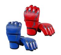 wisoolkic Guantes de Boxeo duraderos para Entrenamiento, Boxeo, Sparring, con Correas Ajustables y máxima flexibilidad para una Comodidad óptima. Guantes de Levantamiento de, Rojo y Azul, L