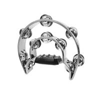 wisoolkic Instrumento de percusión metálico para montar, musical profesional para adultos que cantan, pandereta de musical de lámina metálica pequeña, Plata, 23 x 25 cm