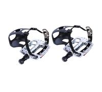 wisoolkic Pedal de Bicicleta estática con Correas y calapiés Pedal de Plataforma 9/16'' o 1/2'' Eje Corto de 12,7 mm