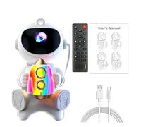 wisoolkic Proyector de cielo estrellado de astronautas con altavoz Bluetooth y luz nocturna LED con rotación de 360°. El mejor regalo para ocasiones, Cohete