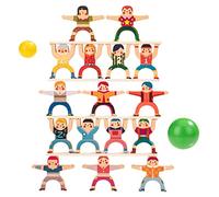 Wisplye Juegos de Apilamiento de Madera, Bloques de Equilibrio Juguete, Juguetes Educativos Montessori para 3 4 5 6 años de Edad Niños Niñas Bebés Adultos, 16 Piezas de Hercules