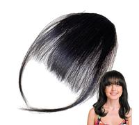 Wispy Bangs - Pasador de pelo con clip en flequillo | Franja humana para mujer con clip en la frente del flequillo | Girlfriend Sisters Bangs with Temples Extensiones de cabello diario para fotografía